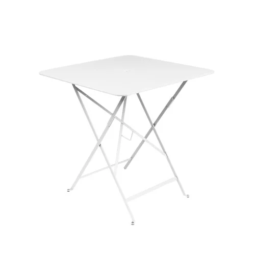 Table carrée pliante Bistro Fermob en acier coloris blanc coton 71 x 71 x 74 cm