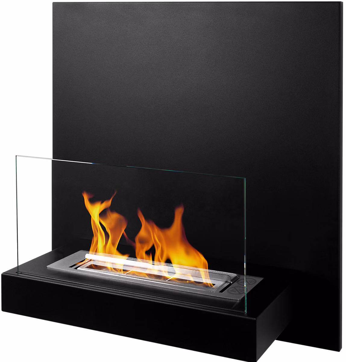Cheminée bioéthanol murale Board 45 × 47 × 16 – 5 cm noir mat avec vitre