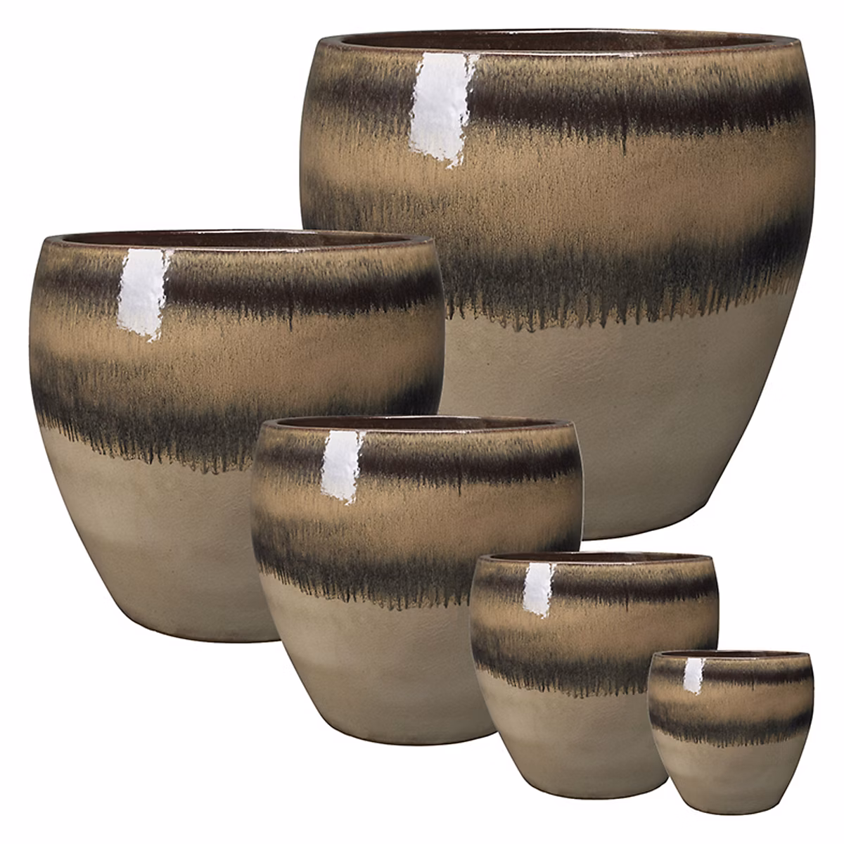 Pot de fleurs, bac, jardinière et carré potager – Assortiment pot rond en terre cuite marron ø20/30/40/50/62cm Deroma Guardians Désert