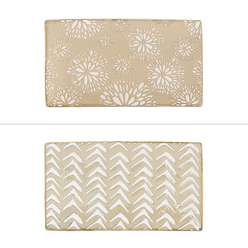 Plateau Penjab coloris beige en porcelaine - 29 x 16 cm
