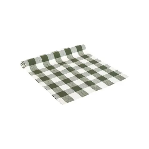Chemin de table à carreaux verts et blancs en coton - 150 x 50 cm