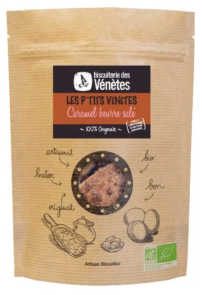 Biscuits caramel beurre salé bio. Le sachet de 125 g