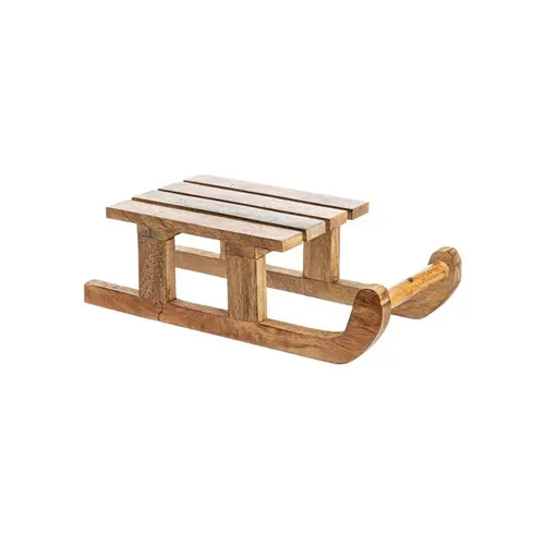 Luge décorative à poser en bois naturel - 12 x 8 x 30 cm