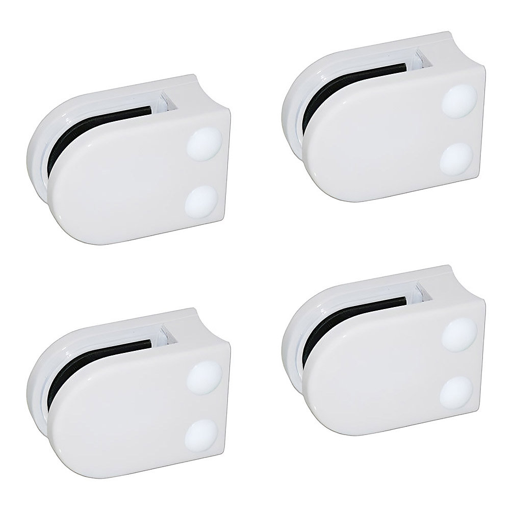 4 x Pince à verre pour tube diam. 42 – 4 modèle 02, Ep. verre 6 mm, Zamak blanc RAL 9016