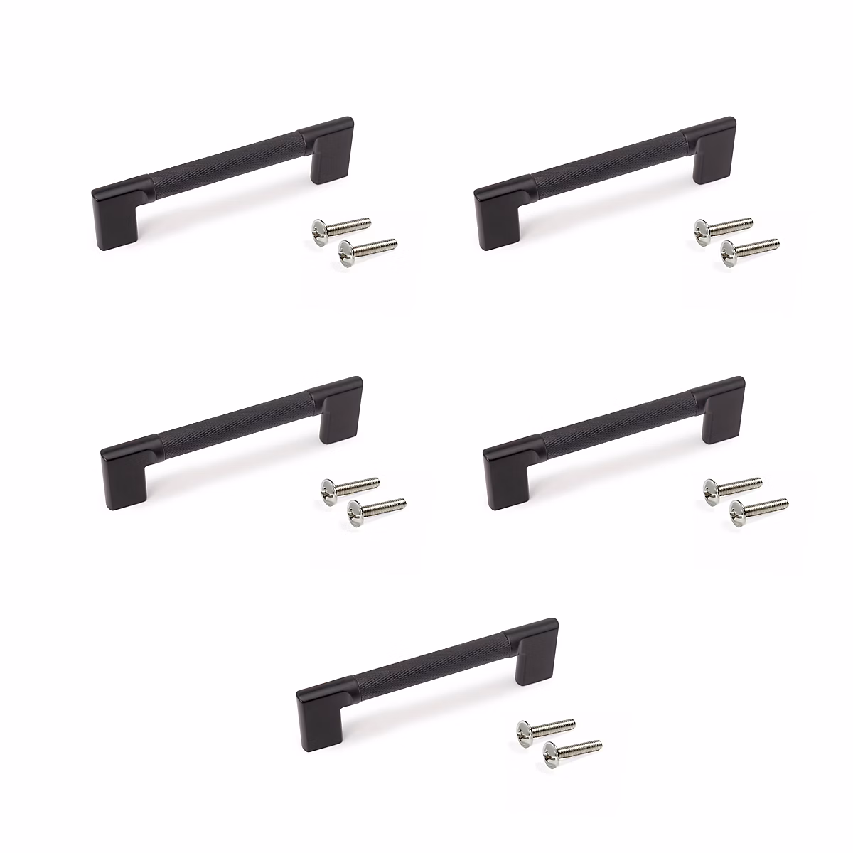 Emuca poignées pour meubles Sofia – L157mm | entraxe 128mm | Aluminium | Peint en noir | lot de 5
