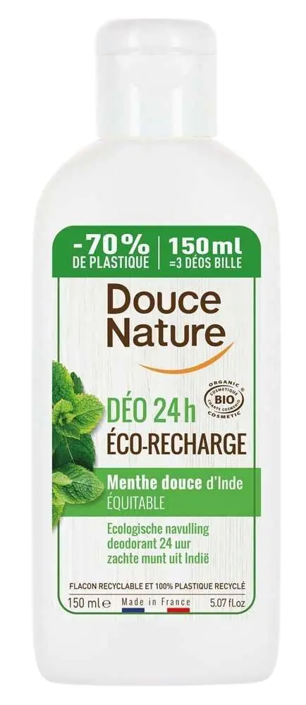 Éco-recharge de déodorant menthe douce bio Douce Nature - 150 ml