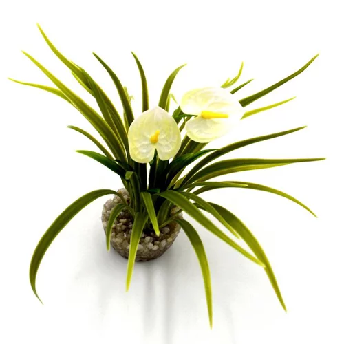 Buisson de fleurs blanches en plastique 8 x 8 cm
