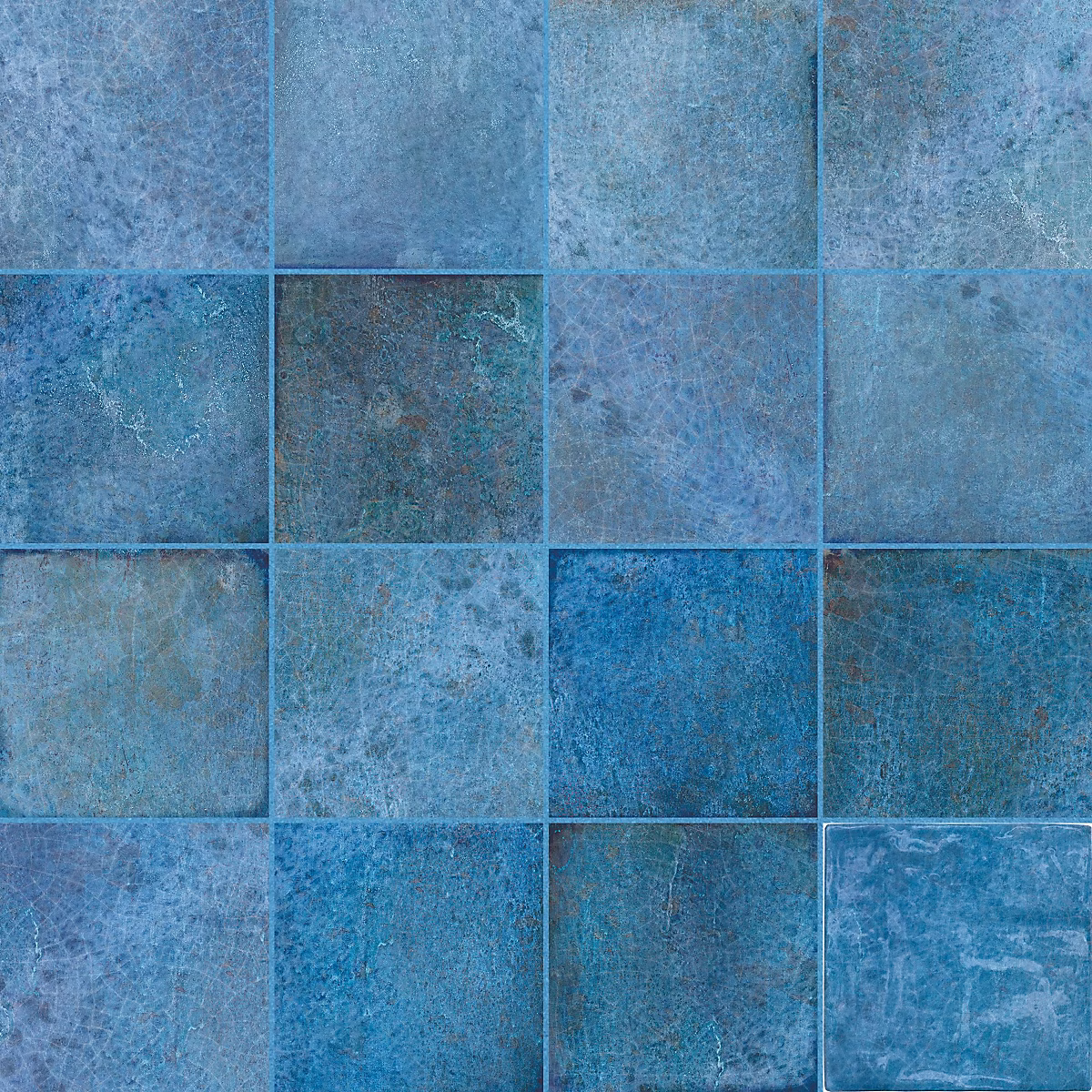 Carrelage effet Zellige Bleu Foncé 10x10x0 – 85 cm Caldero | Mur intérieur (vendu par carton de 0 | 6 m²) | RO'MA CARRELAGE