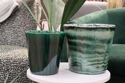 Pot en terre émaillée vert Jade Les Poteries d’Albi Odyssée - Ø 18 x H 18 cm