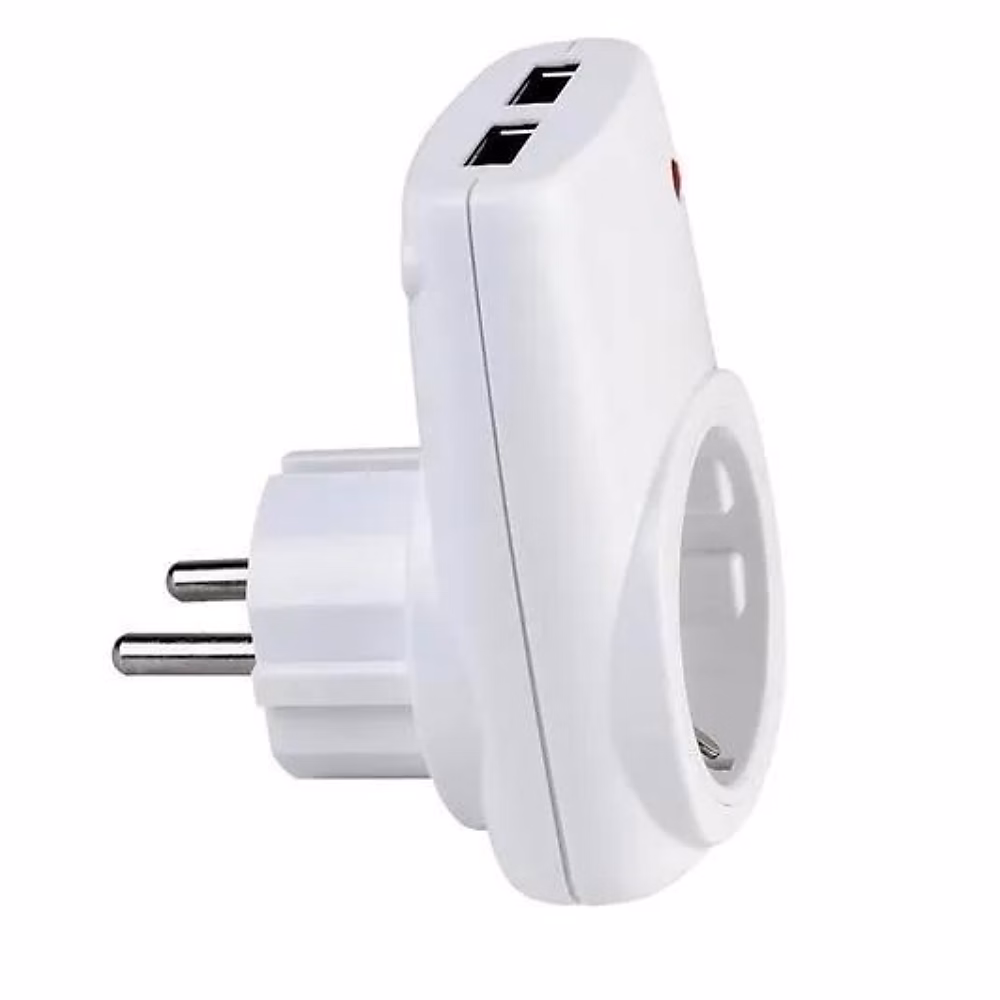 Chargeur Prise 16A + 2 USB 2.1A blanc – Réf. HJXAEPVUE0872504739