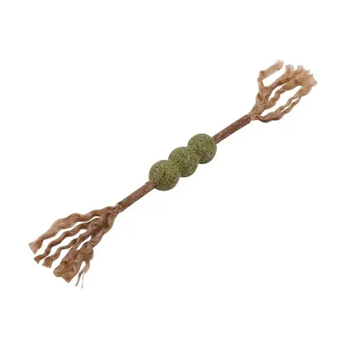 Jouet pour chat matatabi bâton 3 boules à plumes 12x2x2 cm