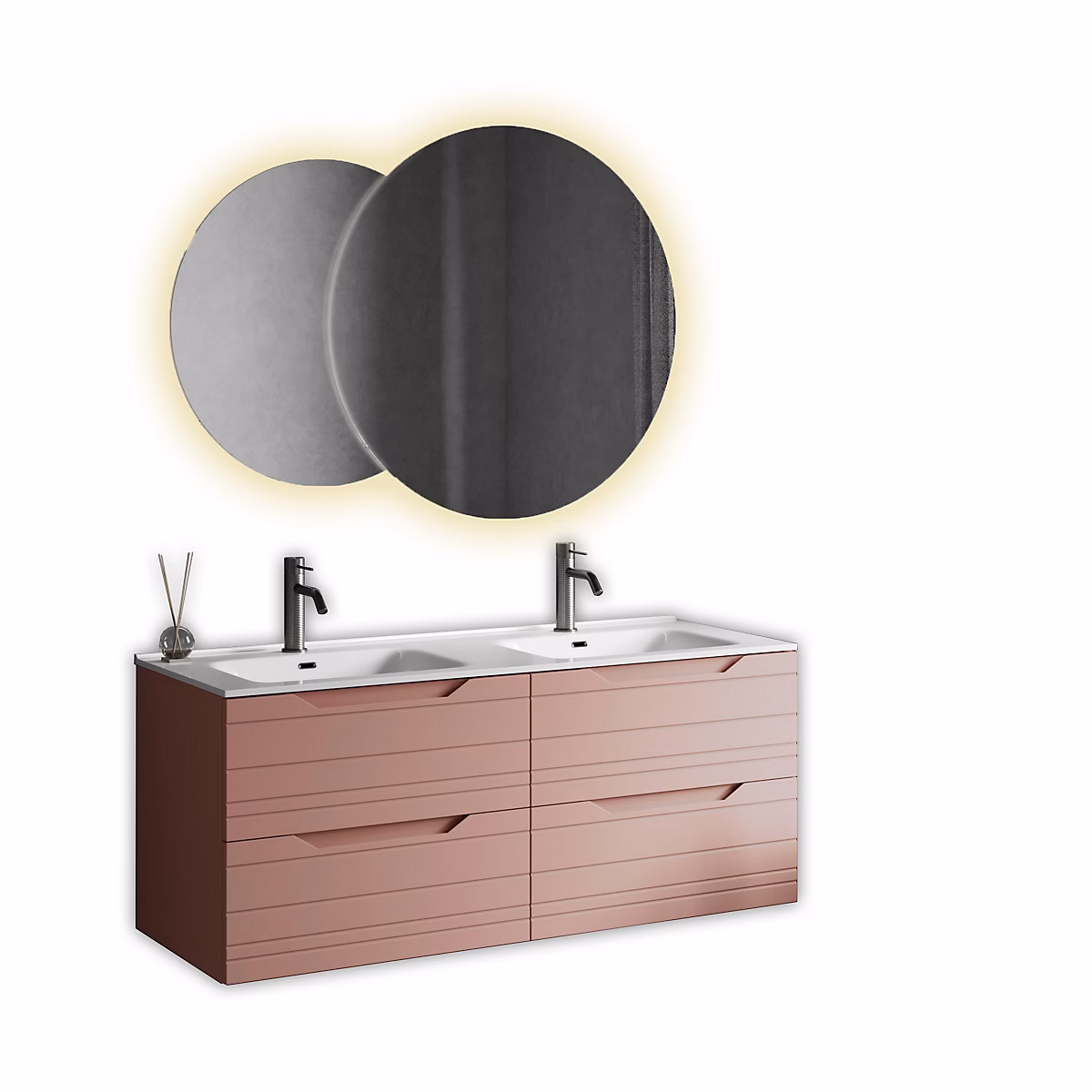 Ensemble double vasque SOLMIRA rose poudré – Réf. TWQVMHRDY7726194898