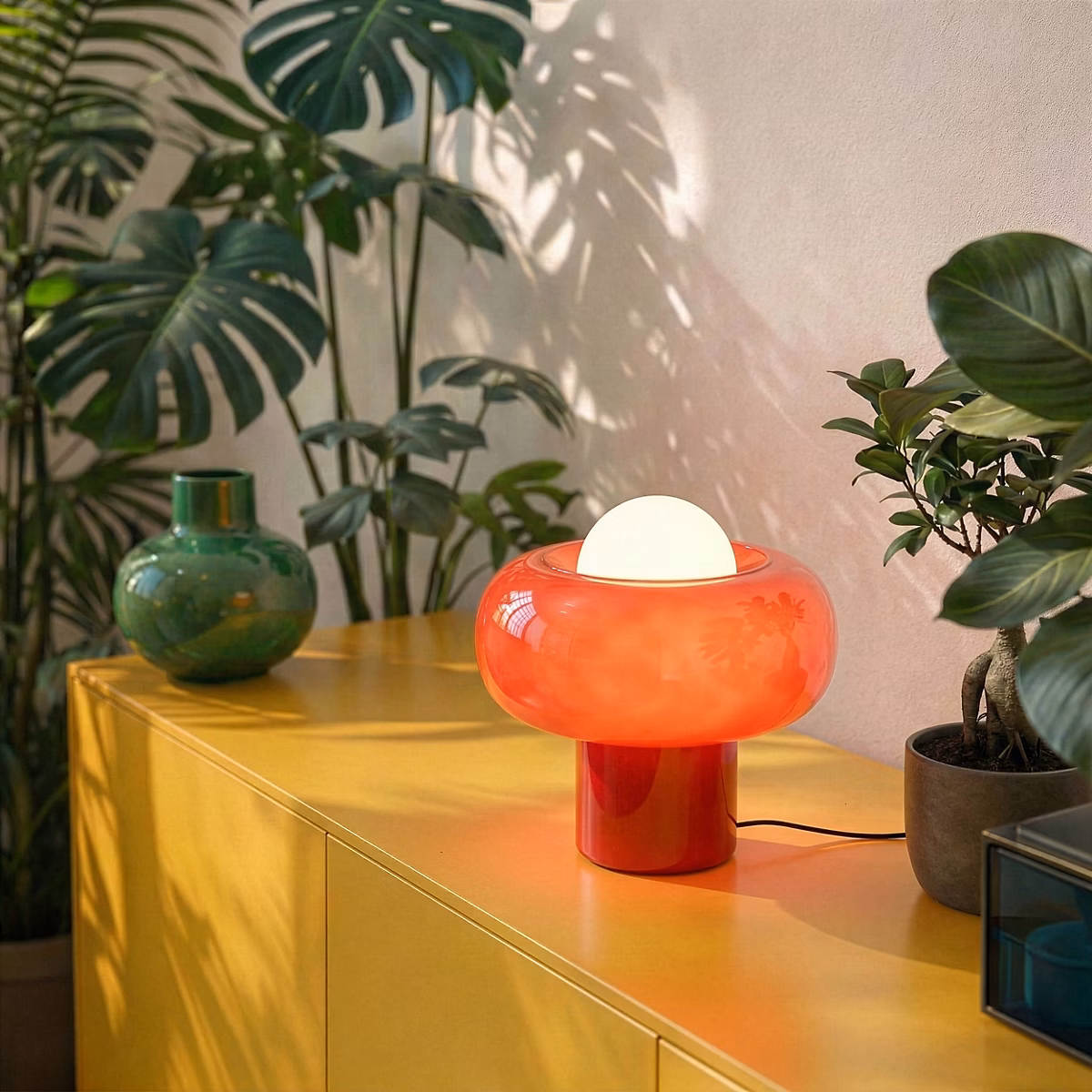 Lampe intérieure – Lampe à poser en verre rouge H.25 cm G9 5 W Jumell Boli