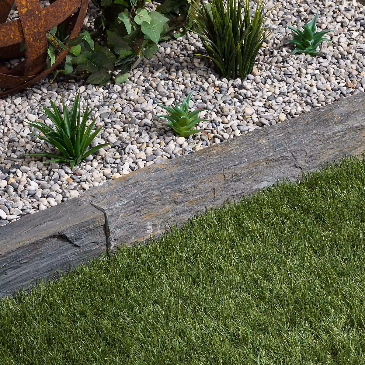 Bordure de jardin Schiste 150 × 3-7 × 3-7 cm (lot de 5 bordures soit 7 – 5 mètres), RO'MA NATURE