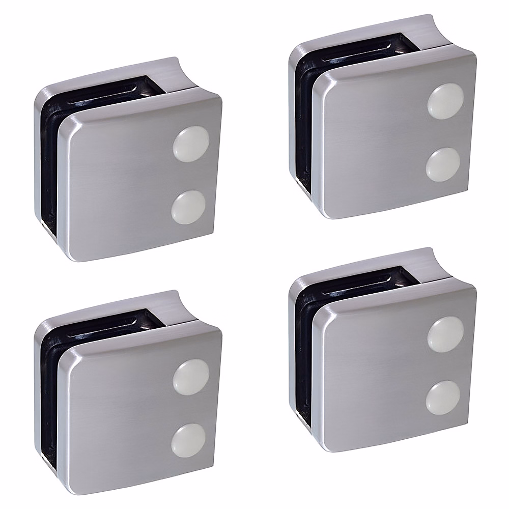 4 x Pince à verre pour tube diam. 42 – 4 modèle 06 | Ep. verre 8 mm | Inox 304 brossé GR320