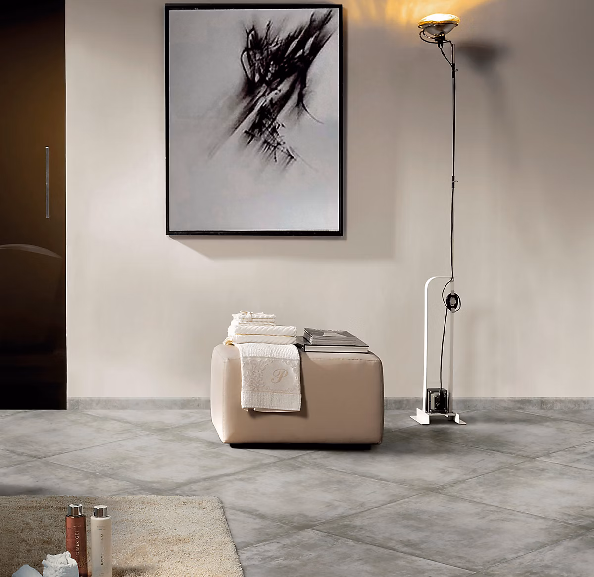 5 Plinthes en grès cérame émaillé effet béton gris mat L.60 x l.7 cm x ép.8 mm – Malt