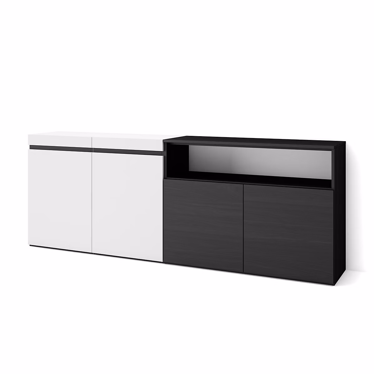 Buffet 200 × 35 × 75cm meuble à chaussures couleur blanc et noir