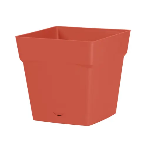 Pot carré en plastique coloris terre battue EDA Toscane - 17,4 x 17,4 x 17 cm