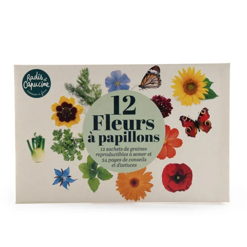 Coffret de 12 sachets de graines de fleurs à papillons à semer Radis & Capucine