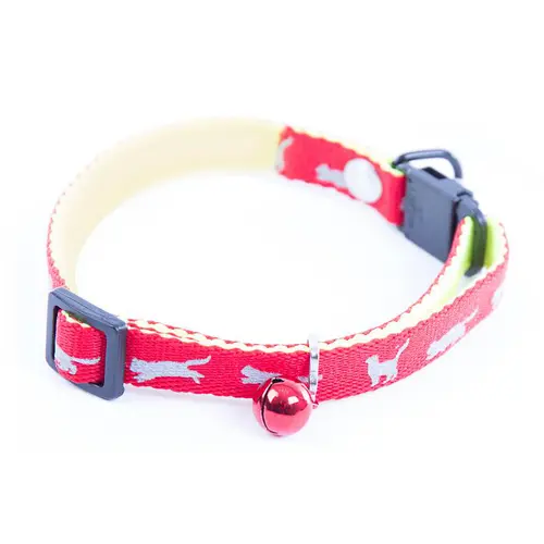 Collier réglable pour chat réfléchissant rouge 25/35x1 cm