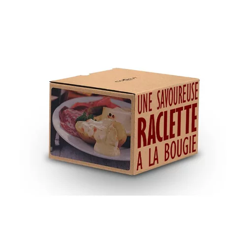 Raclette à la bougie pour 2 coloris rouge en métal et bois - 14,5 x 14,5 x 6 cm