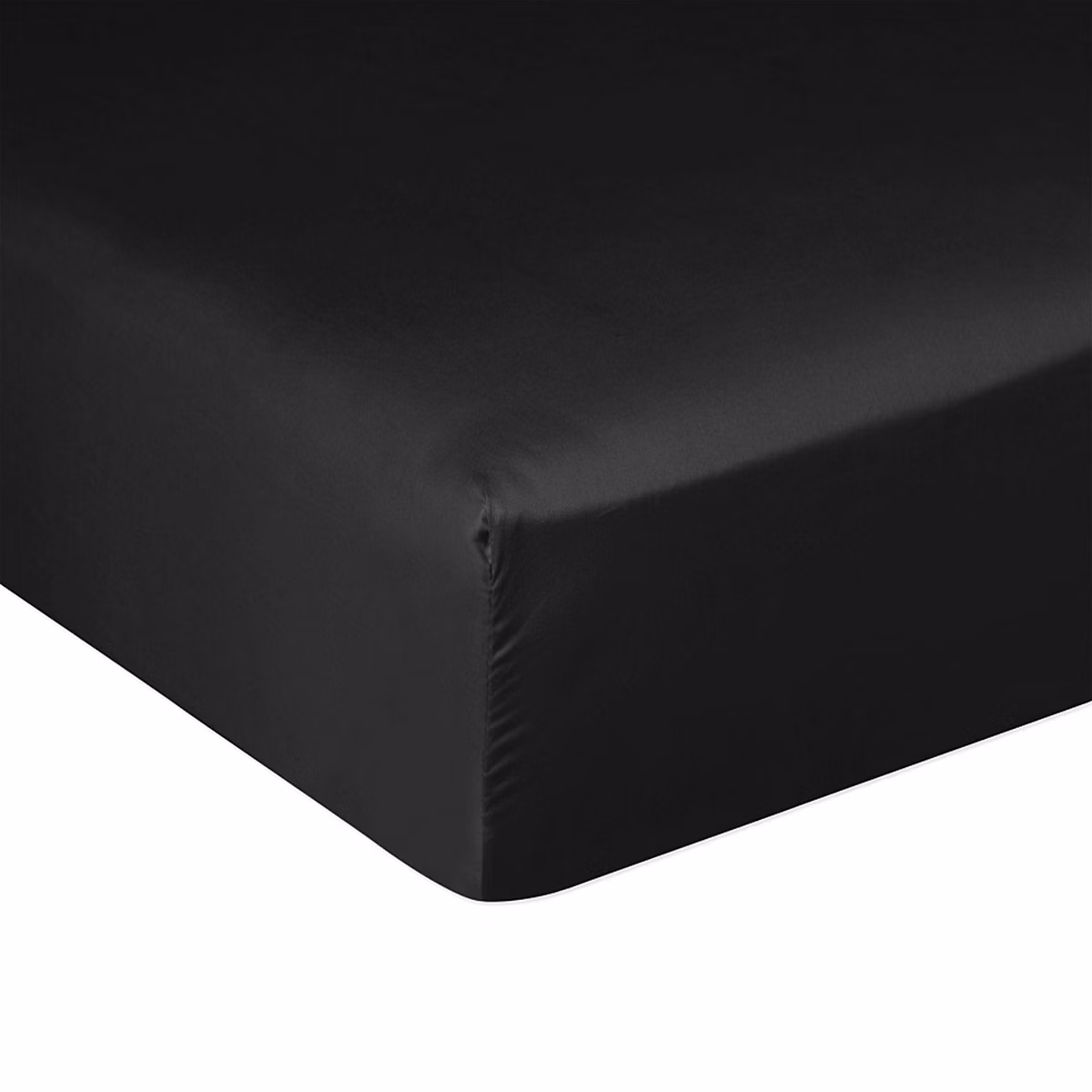Drap housse 140 × 190 + 30 cm Satin de Coton Noir