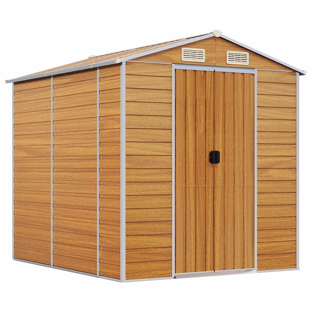 Abri de jardin marron clair 191 × 215 × 198 cm en acier galvanisé vidaXL