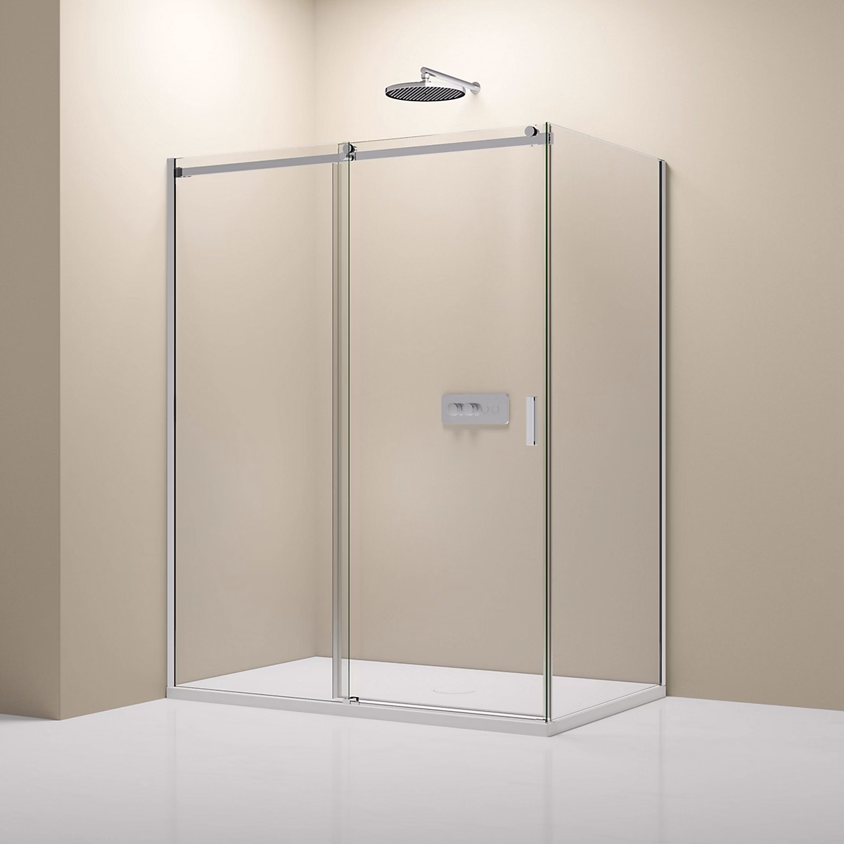 Cabine de douche d'angle – verre clair 6mm, porte coulissante, NT806 FLEX 120 × 100 × 195cm
