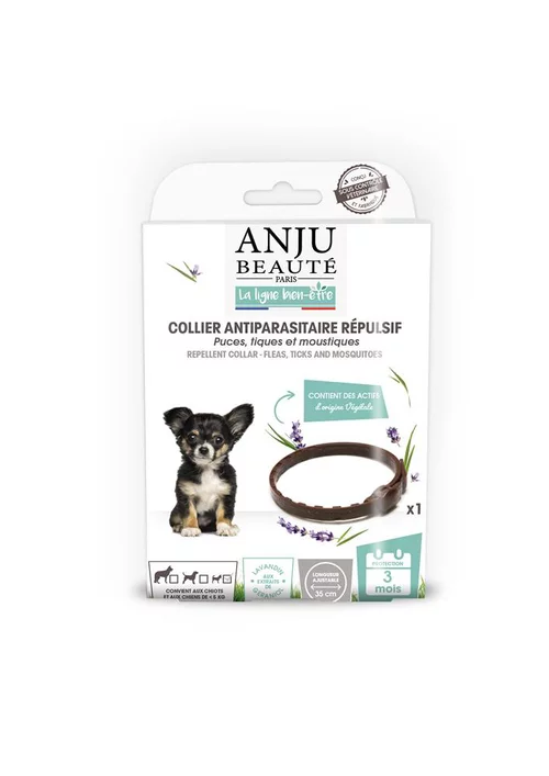 Collier insectifuge pour chiot coloris marron Anju Beauté - 35 cm