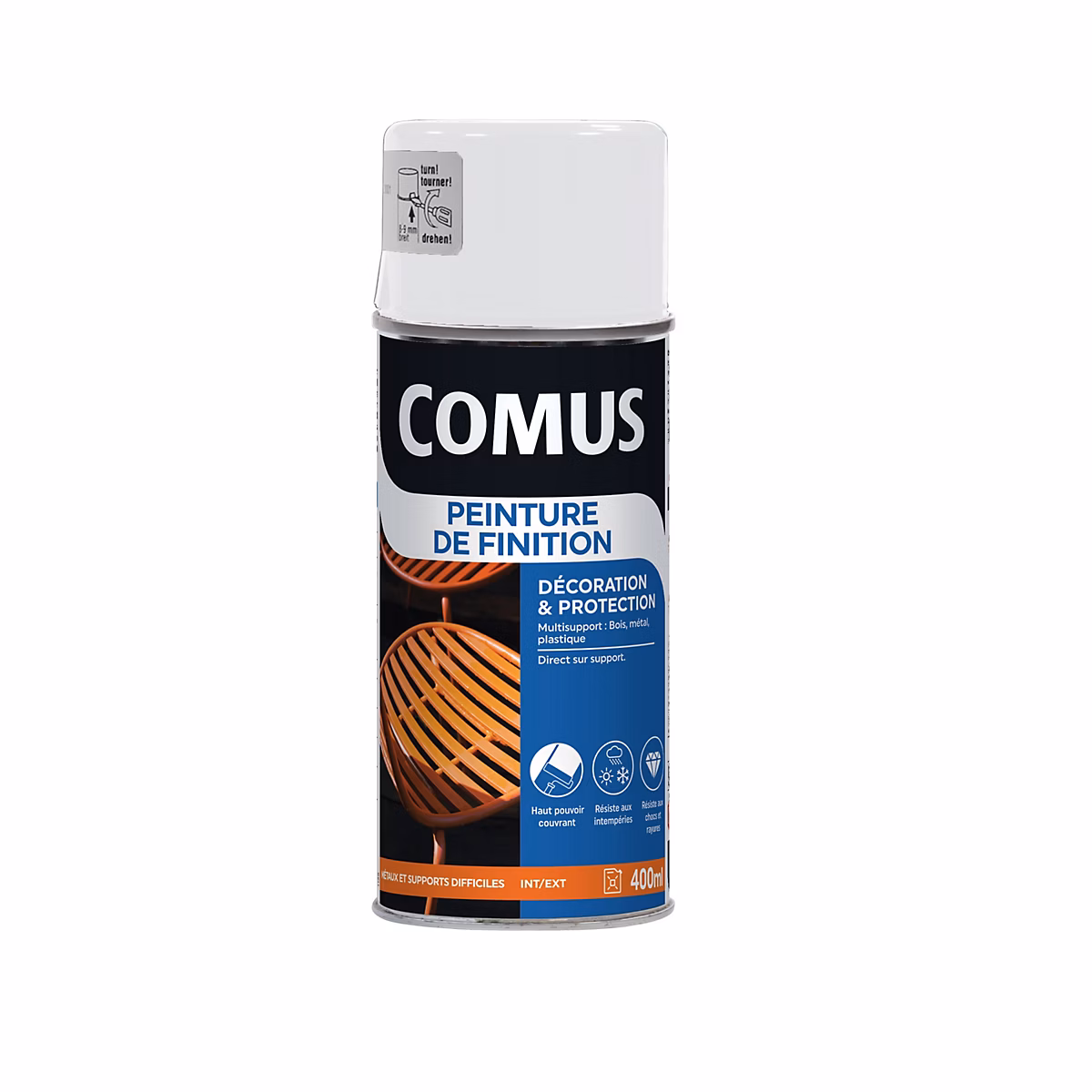 Peinture intérieure – Aérosol 400ml Peinture de finition brillant blanc COMUS