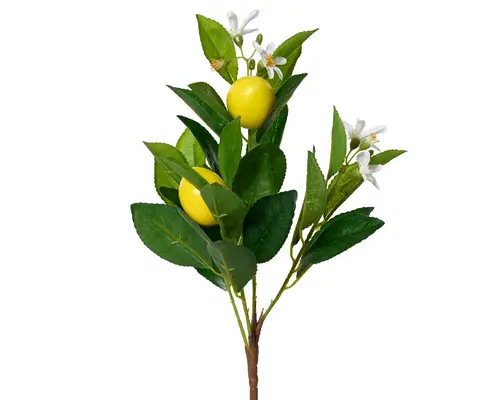 Branche artificielle de citron sur tige jaune - Ø 18 x H 58 cm