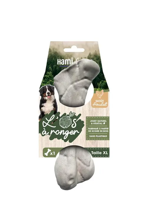 Jouet pour chien os à ronger goût poulet naturel et végétal Hami form - Taille XL