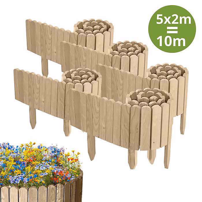 Clôture en bois flexible – Floranica, 10 m, Non Traitée, Beige, 5 pièces