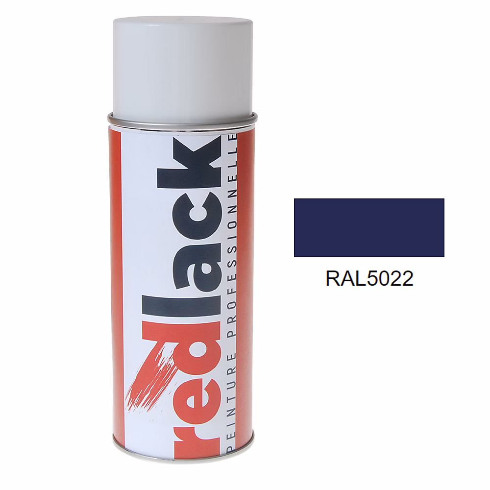 Bombe de peinture Aérosol – spray, 400ml, RAL 5022 Bleu nocturne, Mat, multisupport, Redlack, RAL5022