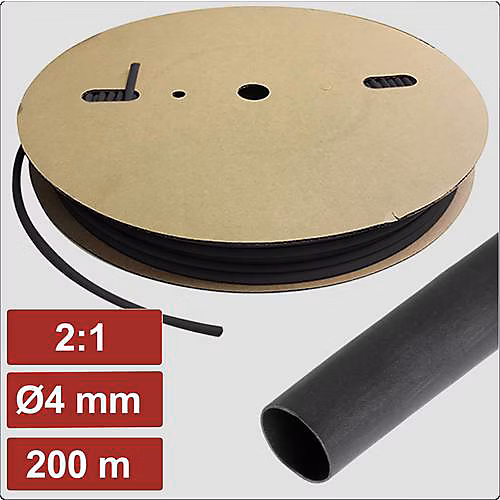 Gaine électrique – Electronic Garage EG25CA003 gaine thermorétractable PE noir 4 mm rouleau 200 m