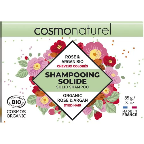 Shampoing solide pour cheveux colorés rose et argan Cosmo Naturel - 85 g