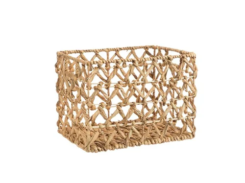 Panière rectangulaire coloris beige en jacinthe d'eau - 31 x 41 x 31 cm