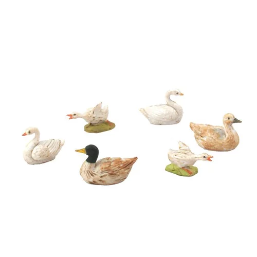 Lot de 6 canards santons coloris blanc - 17 x 6 x 13 cm