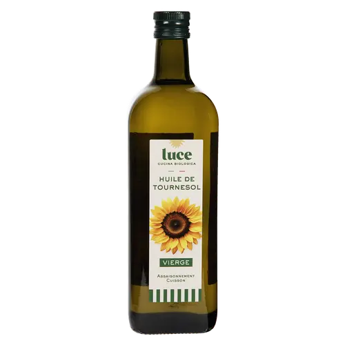 Huile de tournesol vierge bio en bouteille de verre Luce - 1 L