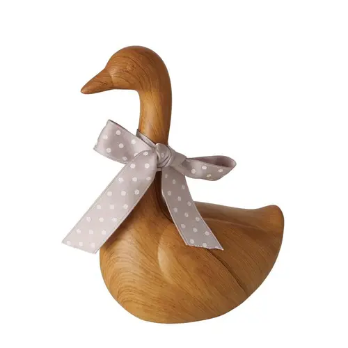 Figurine oie en poterie marron et polyester Wilhelmy grand modèle - 12,5 x 8 x16,5 cm
