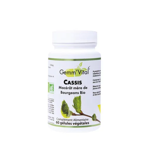 L’extrait de bourgeon de cassis bio en boite de 60 gélules