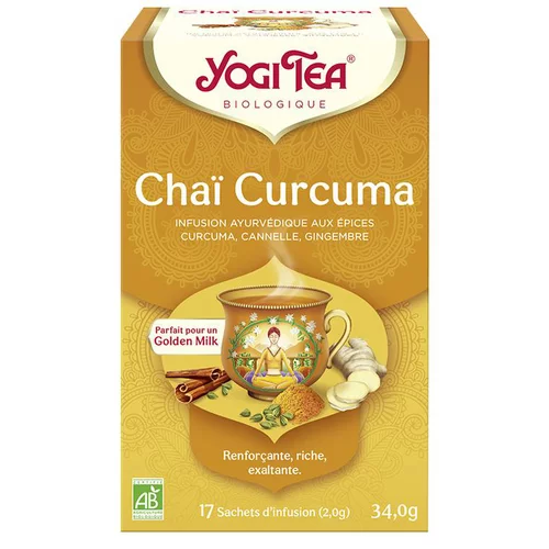 Yogi Tea Chaï curcuma en boîte carton de 17 sachets