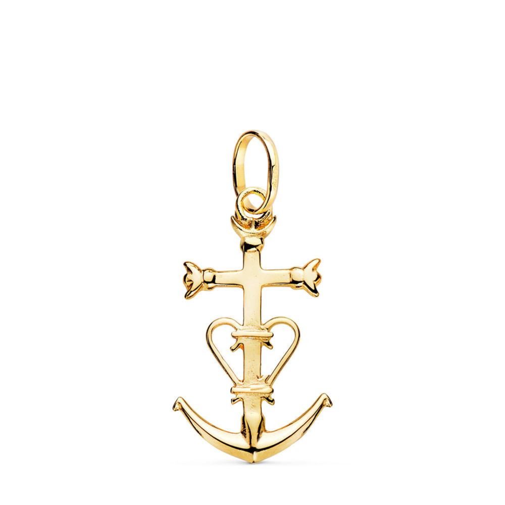 L'ATELIER D'AZUR Pendentif - Médaille Croix Camarguaise Or 18 Carats 750 Jaune - Chaine Offerte