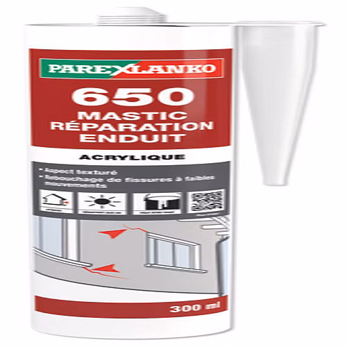 Mastic 650 réparation enduit – cartouche de 300 ml, blanc