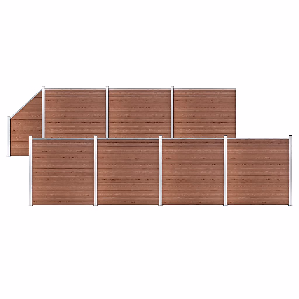 Ensemble de clôture WPC 7 Carré + 1 Incliné 1311 × 186 cm Marron vidaXL