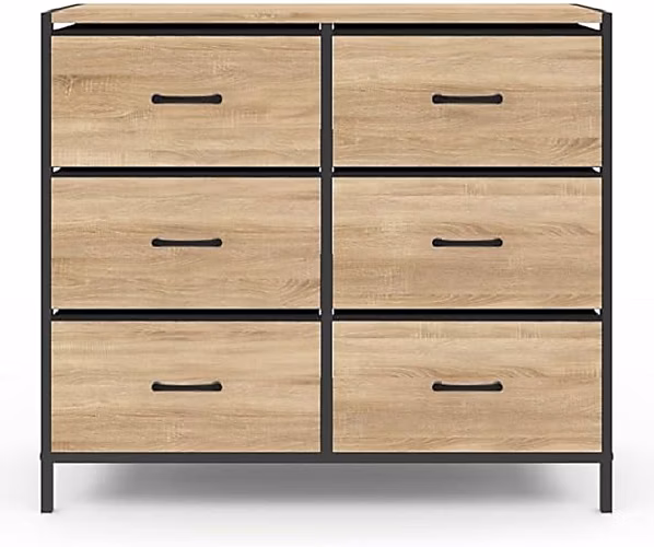 Commode 6 tiroirs en Tissu 80 cm Meuble de Rangement Design Industriel | Meuble