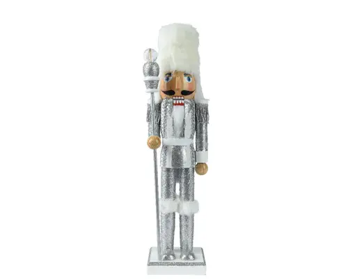Casse-noisette en bois de pin blanc avec bonnet flocon - 10 x 8 x 38 cm