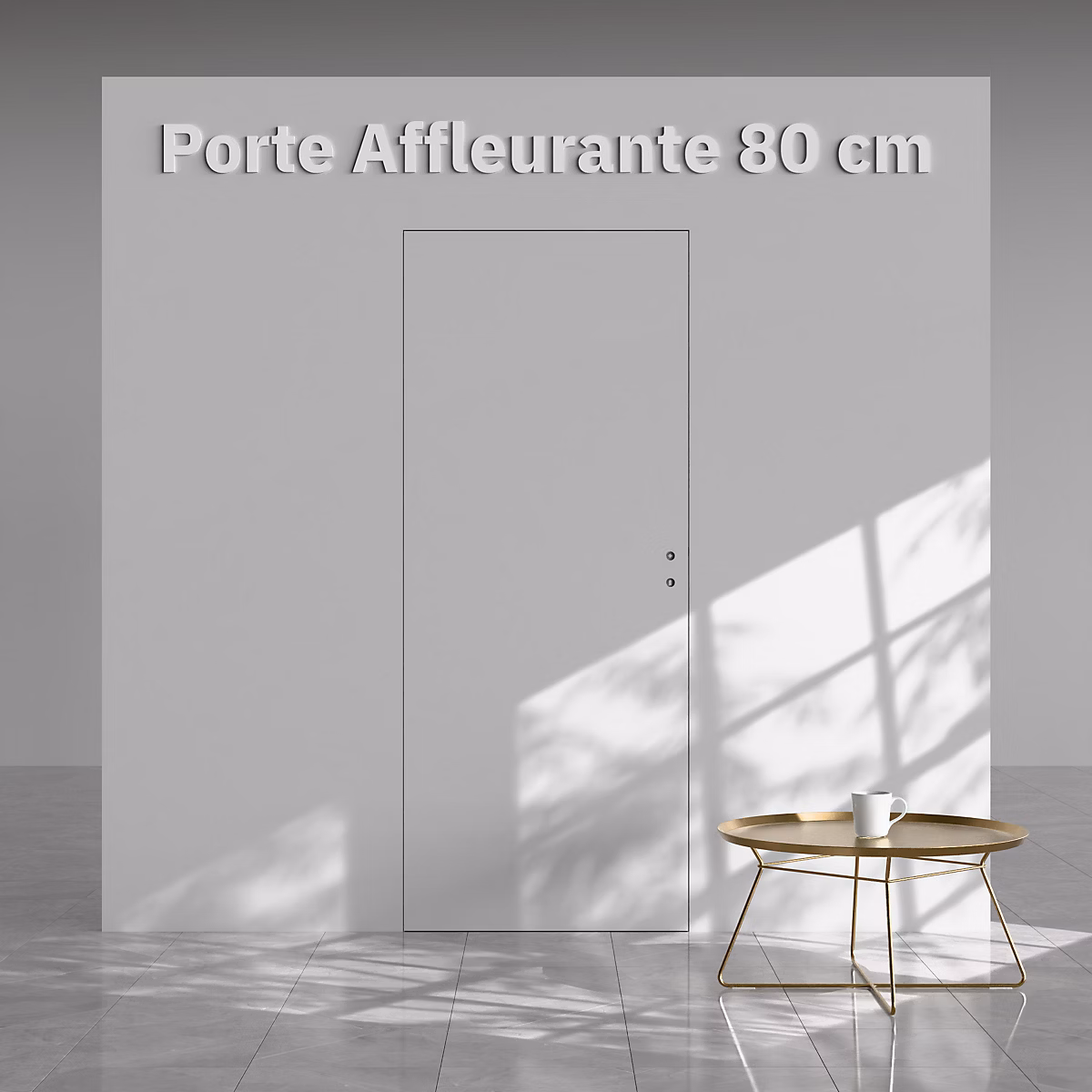 Bloc – Porte Invisible Affleurante, Prépeinte Plane 80 cm