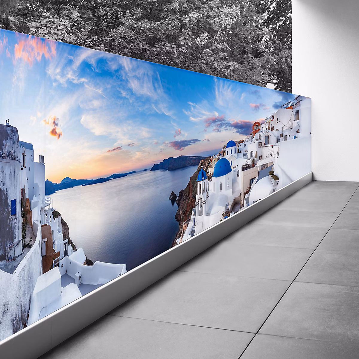 Brise vue Trompe l'oeil – 90 × 292 cm, Santorin 3617689696409