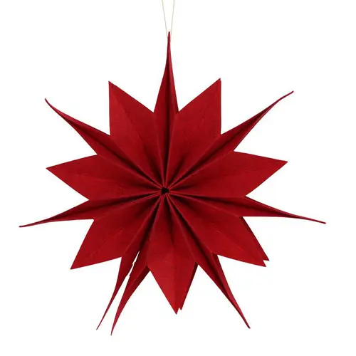 Décoration à suspendre forme étoile en feutrine rouge - Ø 40 cm